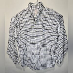 Brooks Brothers Shirt Men's XL Long Sleeve Button Down Blue Navy Plaid